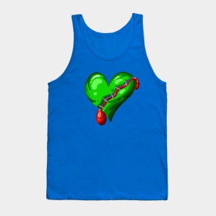 Dead Zombie Heart Cartoon Illustration with Blood and for Valentines Day or Halloween Tank Top